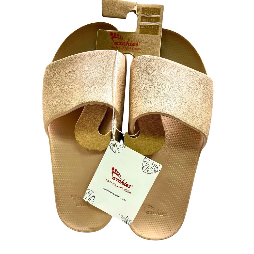 New Archie's arch support slides sandals women's size 9 Mens 8 Tan In Color